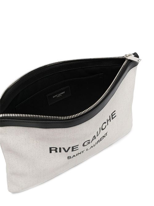 Saint Laurent RIVE GAUCHE ZIPPERED POUCH IN BIAS CANVAS SAINT LAURENT | 5813699J58E/9273